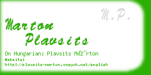 marton plavsits business card